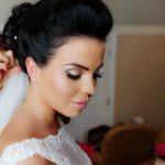 Close up of dark haired bride